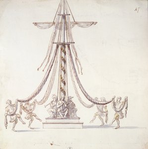 Bühnenbild für ein Ballett mit Matrosen, die um einen Mast tanzen, aus einer Sammlung mit dem Titel Les Menus Plaisirs du Roi