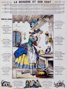Notenblatt für Volkslied: la bergère et son chat - Bild von Epinal von French School