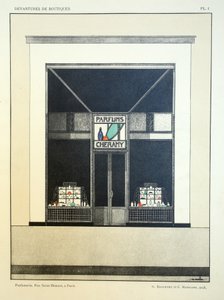 Ladenfront, Platte 1, Illustration aus Devantures de Boutiques von Louis-Pierre Sezille, Paris, 1927 von French School
