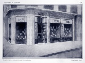 Ladenfront, Platte 4, Illustration aus Devantures de Boutiques von Louis-Pierre Sezille, Paris, 1927 von French School