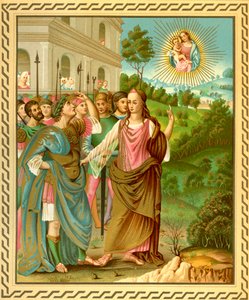 Sibylle von Tiburtis kündigt Augustus das Kommen von Jesus Christus an.
