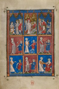 Sloane 1977,6v Verschiedene biblische und medizinische Szenen von French School