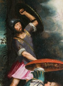 Soldaten während der Auferstehung, Detail. Triptychon von Aubery von French School