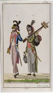 Soldaten der Französischen Revolution mit Bajonetten im Jahr 1793