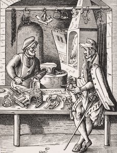 Spornmacher, Reproduktion eines Holzschnitts von Jost Amman aus 