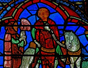 St. Cheron Fenster: Falkenjagd? von French School