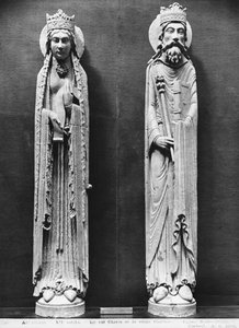 St. Clotilda und Chlodwig I., aus der Kirche Notre-Dame von Corbeil (Gipsabguss) von French School