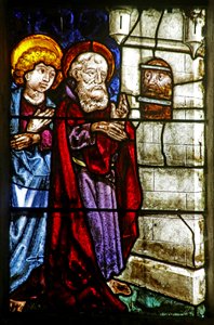 Johannes der Täufer im Gefängnis, besucht von St. Johannes und einem anderen Apostel