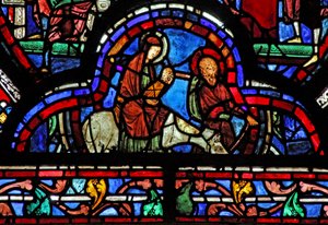 St. Johannes Fenster: Die Flucht nach Ägypten von French School
