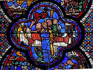 St. Johannes Fenster: Der Tod von Stacatus: Ein Dämon nimmt seine Seele
