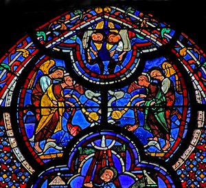 St. Johannes Fenster: Engel erwarten den Tod und die Auferstehung von St. Johannes