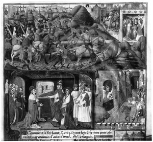 St. Louis (1214-70) Aufbruch zum Kreuzzug von French School