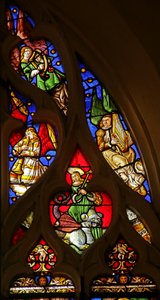 St. Margareta und musizierende Engel mit Harfe, Trompete und Orgel