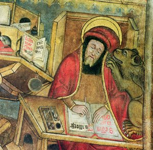 St. Markus schreibt sein Evangelium (Detail) von French School