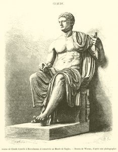 Statue von Claude, gefunden in Herculaneum und aufbewahrt im Museum von Neapel von French School
