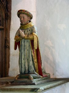 Statue von Jean V, Herzog der Bretagne (polychromes Holz) von French School