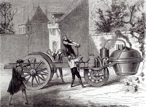 Dampfwagen, erfunden von Nicolas Joseph Cugnot (1725-1804) im Jahr 1771, 1886