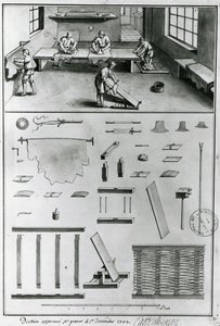 Gerber, aus den Beschreibungen von Kunst & Handwerk von Denis Diderot (1713-84), veröffentlicht ca. 1770 (s/w Foto)