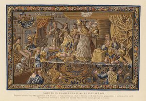 Wandteppich, der die Krönung von König Karl VII. von Frankreich in Reims darstellt von French School