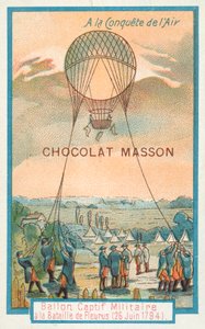 Gefesselter Militärballon in der Schlacht von Fleurus, 26. Juni 1794 von French School