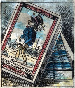 Textil, Leinen. Schachtel mit Nähfäden in Kapseln der Marke Dae. Gravur. Epinal-Bild Ende des 19. Jahrhunderts.