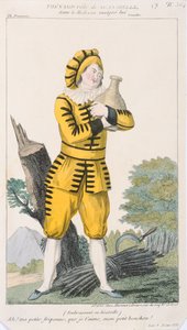 Der Schauspieler Thenard in der Rolle des Sganarelle im Stück Le Medecin Malgre Lui, aufgeführt in Paris an der Comédie-Française, frühes 19. Jahrhundert von French School