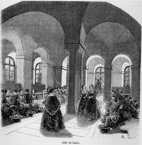 Das Badezimmer am Institut für junge Blinde, in Tableau de Paris von Edmond Texier, veröffentlicht 1852 von French School