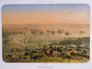 Das Schlachtfeld bei Alma nach dem Sieg, 20. September 1854 von French School