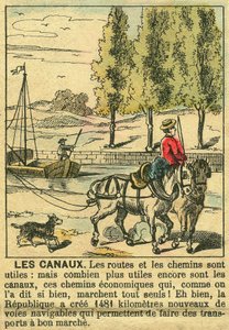 Die Kanäle, die die Vorteile der Dritten Republik beim Kanalbau für die Wirtschaft des Landes veranschaulichen. Gravur in „Le Figaro, Supplement“, am 30.03.1889, Paris. von French School