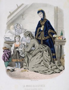 Der wohltätige Besuch, Illustration aus La Mode Illustrée, um 1870 von French School