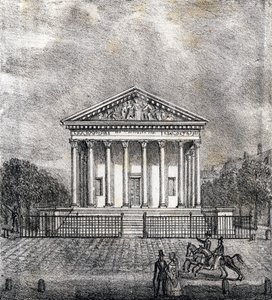 Die Kirche der Madeleine - „Alphabet Picturesque des Monumens de Paris“ ca. 1840 (Gravur) von French School