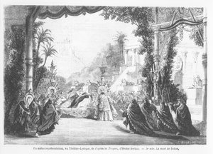 Der Tod der Dido, erste Aufführung von Les Troyens von Hector Berlioz im Théâtre Lyrique, Paris, aus Le Monde Illustré, 14. November 1863 von French School