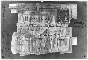 Die Dreyfus-Affäre, 22. Dezember 1894, Telegramm an Kommandant Esterhazy von French School