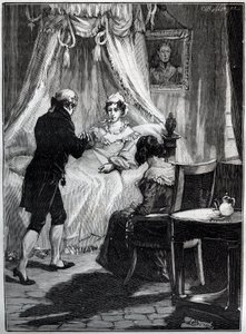 Die Herzogin von Berry (Marie Caroline, Prinzessin der beiden Sizilien, Herzogin von Berry (1798-1870) in der Festung Blay empfängt Doktor Louis Charles Deneux (1767-1846) - Gravur