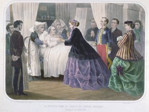 Die Kaiserin Eugenie (1829-1920) besucht die Cholera-Opfer in Amiens am 4. Juli 1866, ca. 1866-70