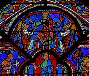 Das Fenster des barmherzigen Samariters: Christus als die Erlösung von French School