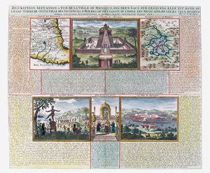 Der Große Tempel, Karten von Mexiko und seiner Umgebung (farbige Gravur)