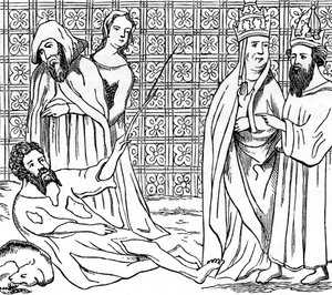 Der Einsiedler zwingt Robert den Teufel, seine Identität zu erklären
