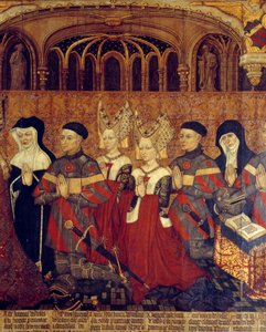 Die Familie Jouvenel von Ursins. Detail der Frauen und Kinder von Jean Juvenal und Prälaten von French School