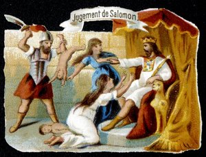 Das Urteil Salomos - Chromolithographie, spätes 19. Jahrhundert von French School