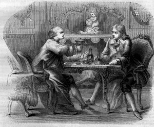Der Marquis de Nointel bietet dem Banditen Cartouche ein Mittagessen an von French School