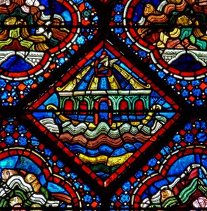 Das Noah-Fenster: Die Taube wird aus der Arche freigelassen von French School