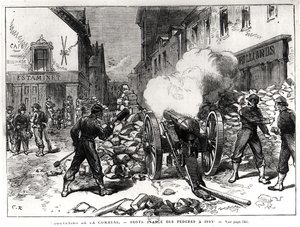 Die Pariser Kommune: Eine Barrikade in Issy, 2. Mai 1871 (Stich)
