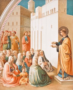 Die Predigt des Heiligen Stephanus, nach dem Fresko von Fra Angelico, aus Wissenschaft und Literatur im Mittelalter von Paul Lacroix, veröffentlicht in London 1878 von French School