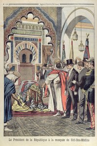 Der Präsident der Französischen Republik, Emile Loubet (1838-1929), besucht die Moschee von Sidi Bou Medine, Tlemcen, Algerien, Illustration aus Le Petit Journal, 3. Mai 1903