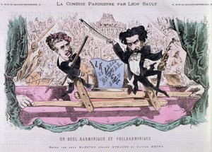 Die rivalisierenden Walzerkomponisten, Johann Strauss der Jüngere und Olivier Metra, ca. 1870