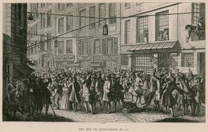 Die Rue de Quincampoix im Jahr 1718 von French School