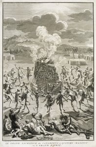 Das Opfer an Quitchi-Manitou, oder Der Große Geist, von den Kanadiern, Illustration aus Religiöse Zeremonien und Bräuche, graviert von Bernard Picart (1673-1733) 1723 von French School