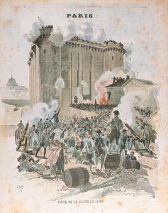 Die Belagerung und Eroberung der Bastille am 14. Juli 1789, Titelillustration eines Schulheftes, ca. 1889 von French School