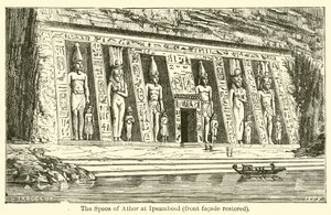 Der Speos von Athor in Ipsamboul, restaurierte Frontfassade von French School